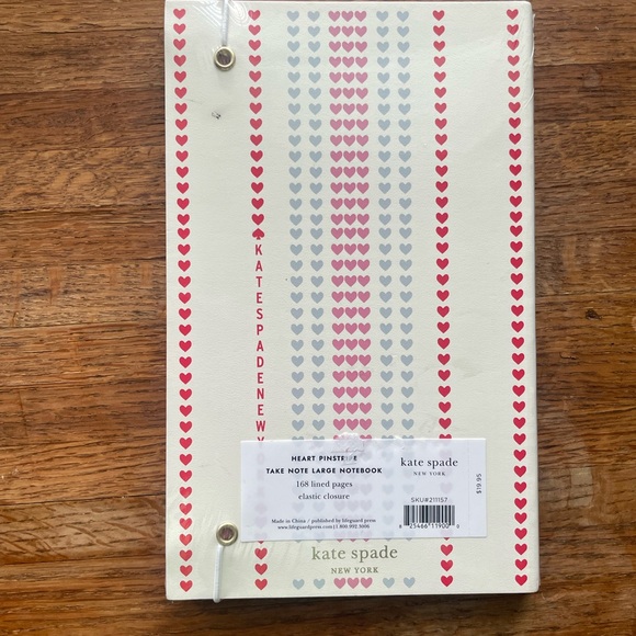 NEW Kate Spade Heart Pinstripe Take Note Large Notebook - Picture 3 of 4